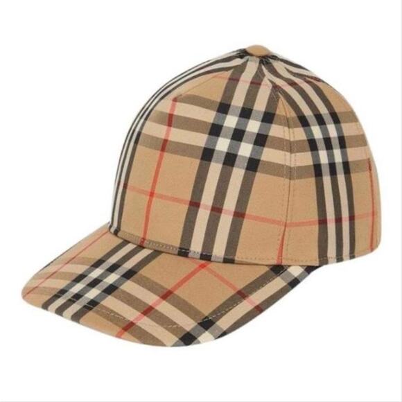 BURBERRY check logo baseball hat cap